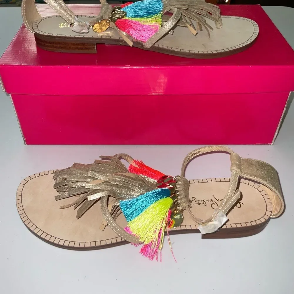 Lilly Pulitzer NWT Zoe Sandals Gold Metallic Size 7, 9.5 M - Picture 16 of 16